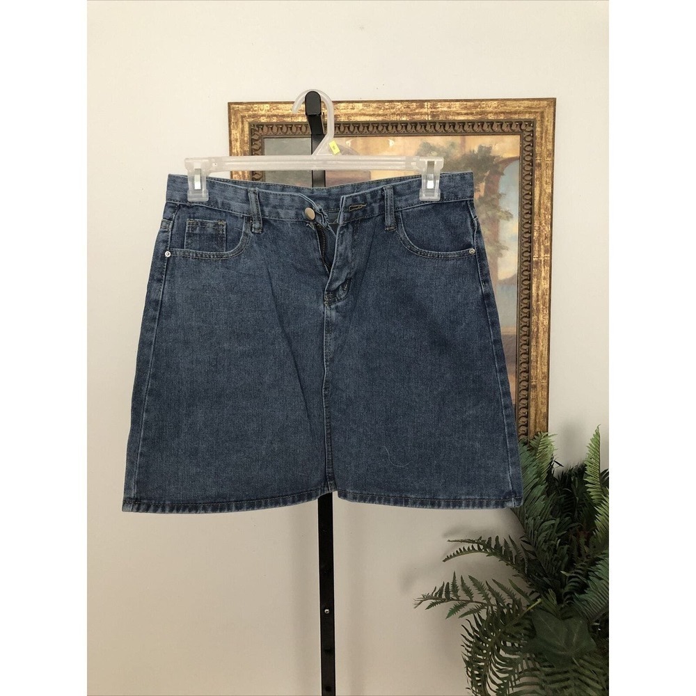 Fashion Jean Blue Mini Skirt women Size 2XL Waist 32” Length 17.5” Hip 40”